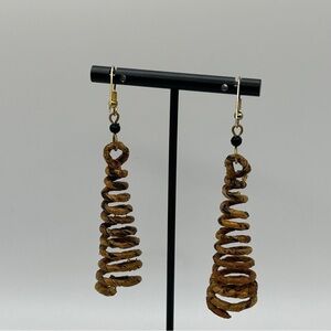 Hand-Crafted Banana Leaf Fiber Spiral Earrings